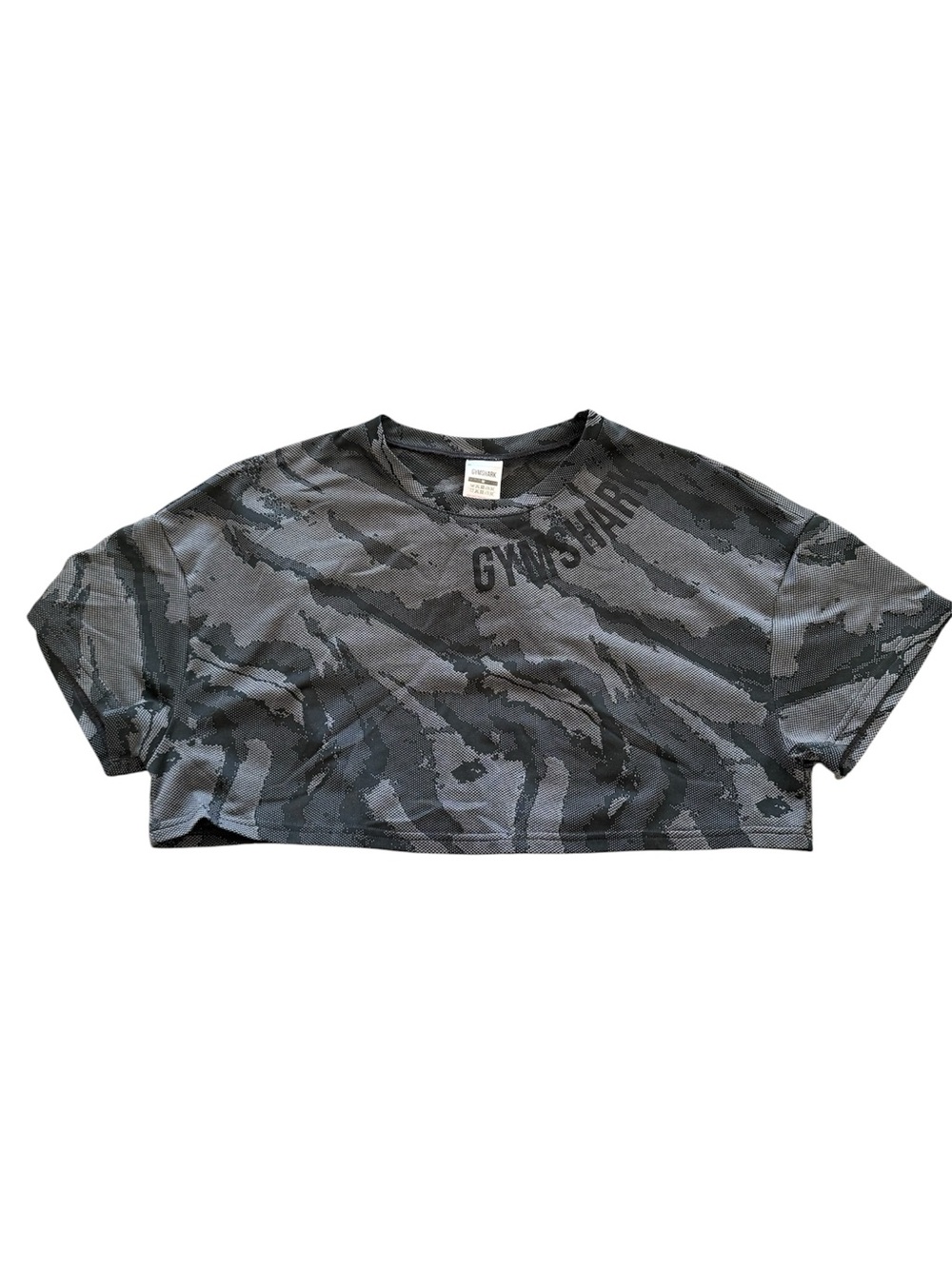 Gymshark Black & Gray Camo Crop Top